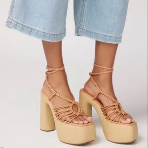 Sam Edelman Gia Tie Lace Up Tan Platform Sandals